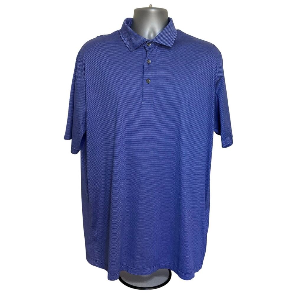 Marbas Italy Blue Striped Polo Shirt XXL Made in Italy Mens Short Sleeve